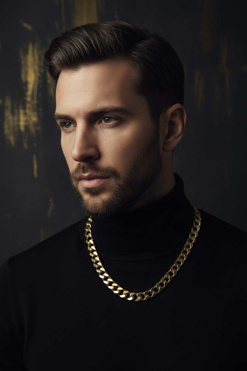 Man wearing gold chain
