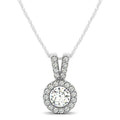 Round Pendant with Split Bail and Diamond Halo in 14k White Gold (3/4 cttw)