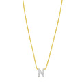 14K Yellow Gold Mini Diamond N Initial Pendant Necklace