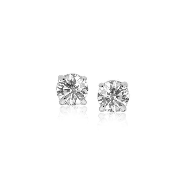 Sterling Silver Faceted White Cubic Zirconia Stud Earrings - Valentina Rosa