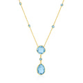 14k Yellow Gold Necklace with Pear-Shaped and Cushion Blue Topaz Briolettes