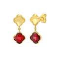 14K Yellow Gold Garnet Clover Gem Earrings