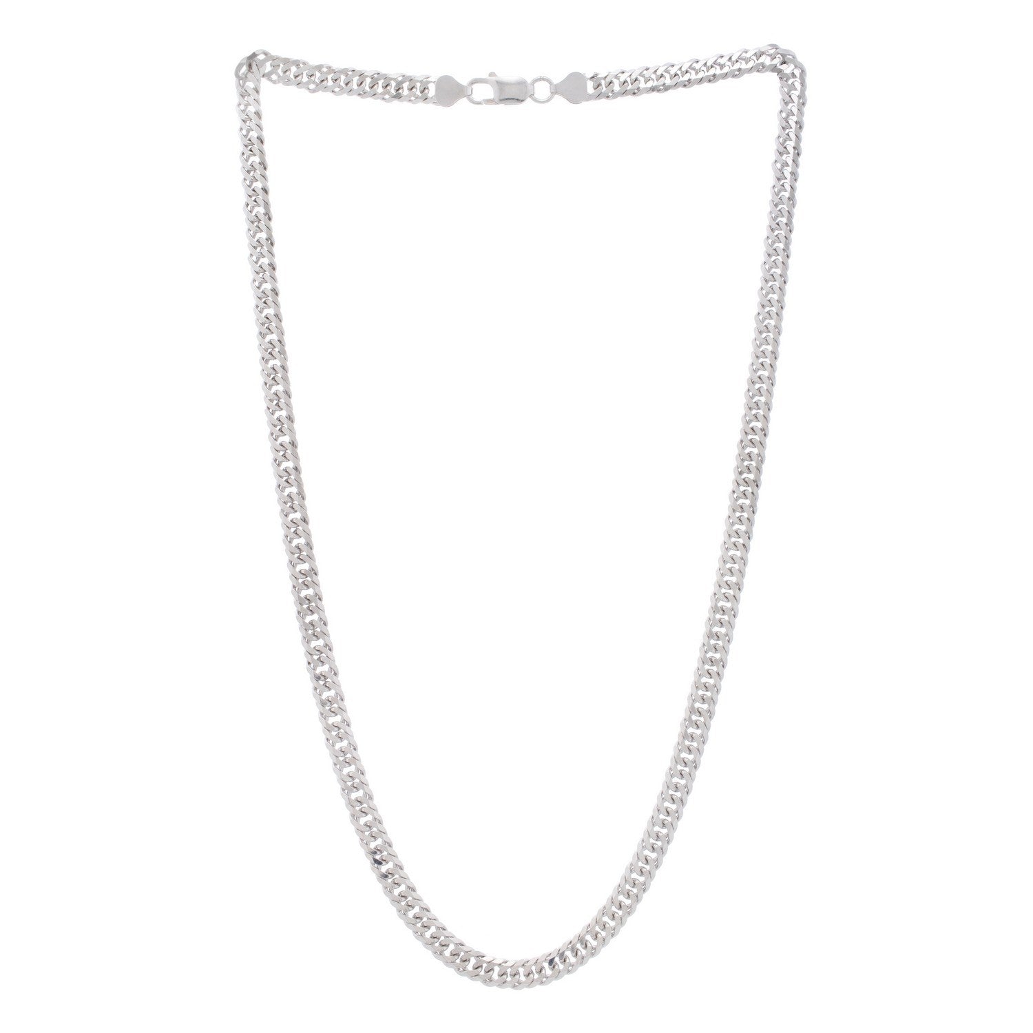 Sterling Silver Rhodium Plated Flat Miami Cuban Chain (6.70 mm)