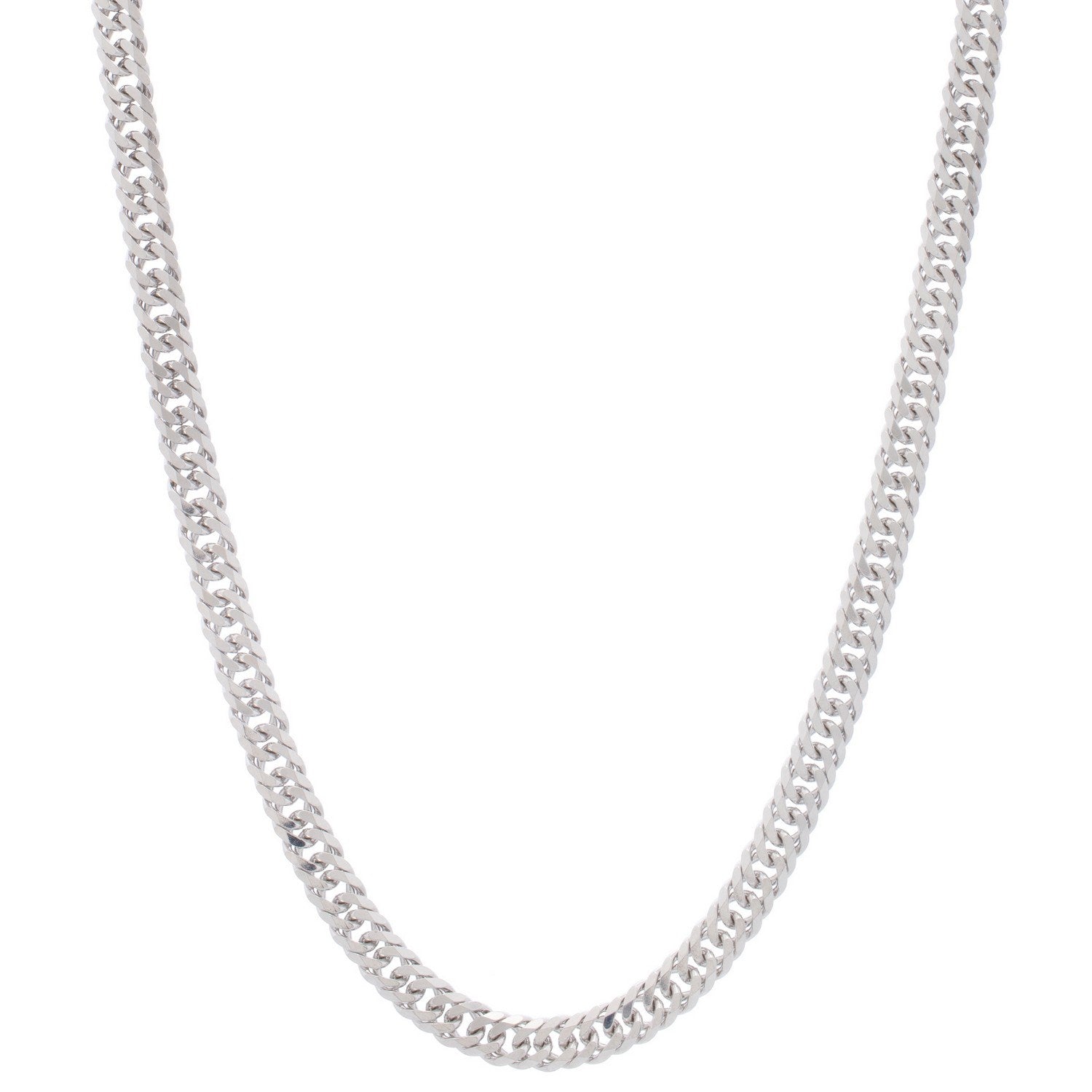 Sterling Silver Rhodium Plated Flat Miami Cuban Chain (6.70 mm)