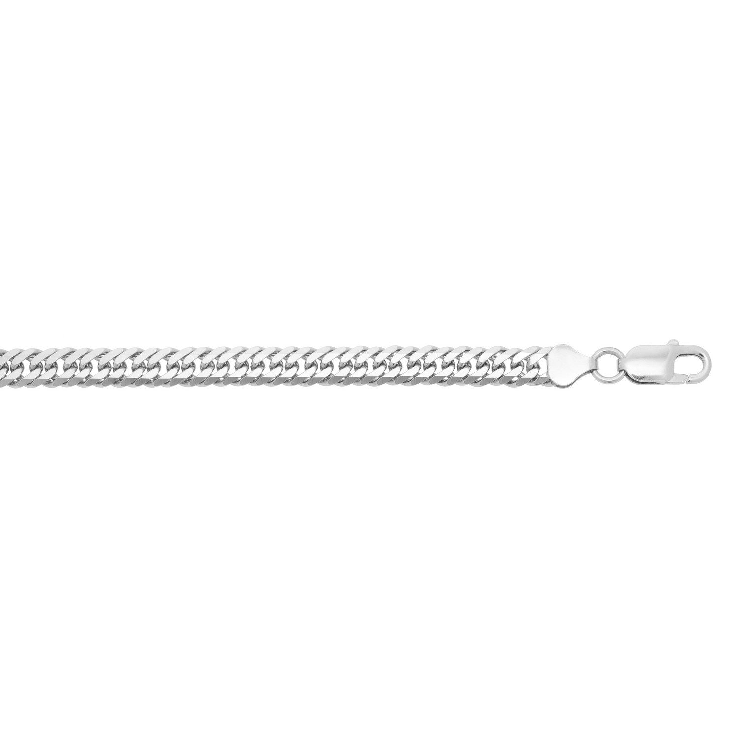 Sterling Silver Rhodium Plated Flat Miami Cuban Chain (6.70 mm)