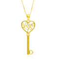 14k Yellow Gold Skeleton Key Style LOVE Pendant
