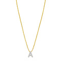 14K Yellow Gold Mini Diamond A Initial Pendant Necklace
