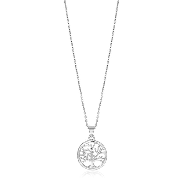 Sterling Silver inch Round Tree of Life Necklace - Valentina Rosa