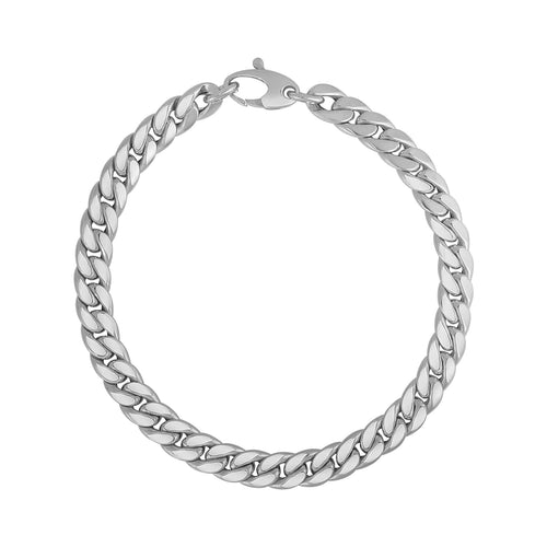 14K White Gold Cuban Link Bracelet - Valentina Rosa
