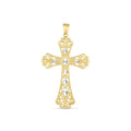 14k Two Tone Gold High Polish Diamond Cut Cross Pendant