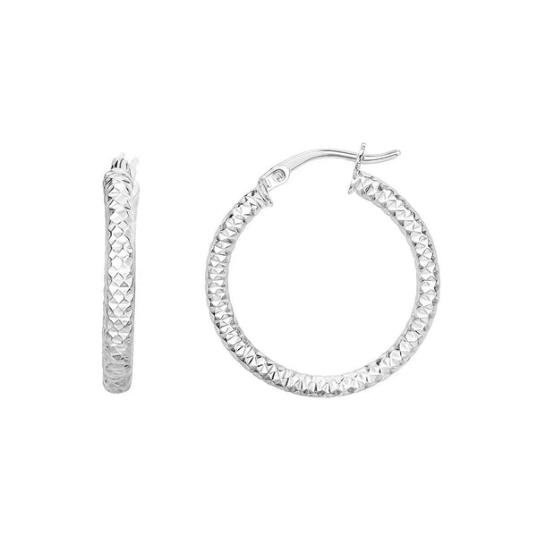 Sterling Silver Large Hoop Earrings with Braid Texture - Valentina Rosa
