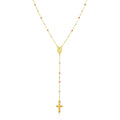 14k Tri Color Gold Lariat Rosary Necklace